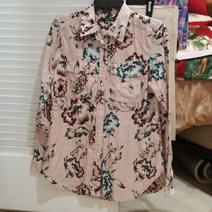 Lauren Ralph Lauren floral double pocket button down shirt light dusty pink Cool